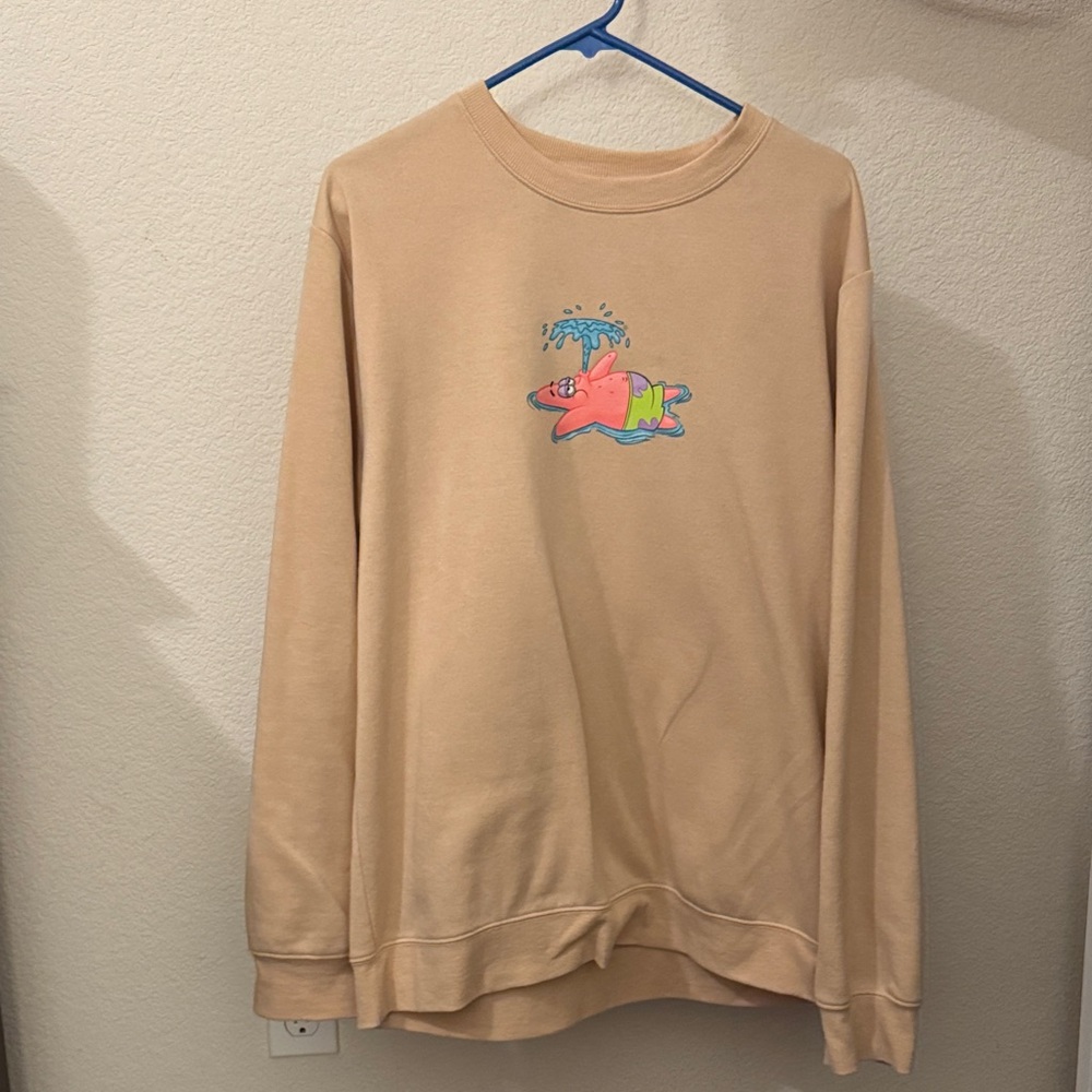 Beige Sweatshirt with SpongeBob Cartoon Graphic